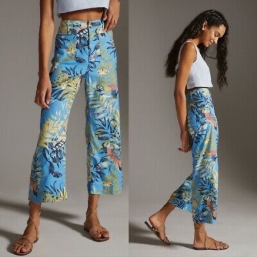 Anthropologie Maeve The Colette Linen Cropped Pants Size 6